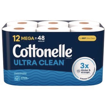 Cottonelle 55480 Ultra CleanCare 1-Ply Septic Safe Strong Bath Tissue Toilet Paper - White (4/Carton)