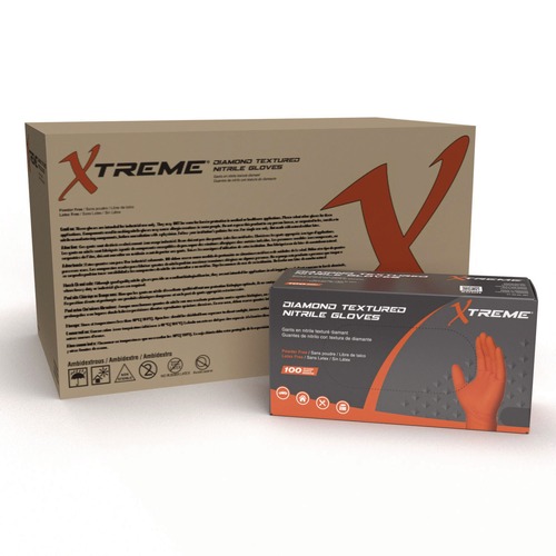 Disposable Gloves | Ammex XODN44100 6 mil DT Nitrile Powder-Free Disposable Gloves - Medium, Orange (1000/Carton) image number 0