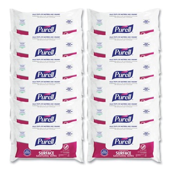 PURELL 7.4 in. x 9 in. 1-Ply Foodservice Surface Sanitizing Wipes - Fragrance-Free/White (12/Carton)