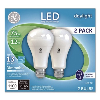 GE LED Dimmable A21 Daylight Light Bulb (2/Pack)