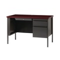 Office Desks & Workstations | Alera 25964 45 in. x 24 in. x 29.5 in. Single Pedestal Steel Desk - Mahogany/Charcoal/Charcoal Legs image number 2