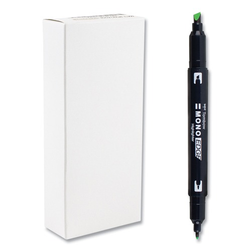 Highlighters | Tombow Mono 56415 Chisel/Bullet Tip Edge Highlighters - Yellow Green Barrel/Yellow Green Ink (10/Box) image number 0