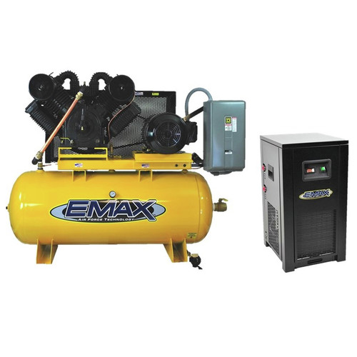 EMAX EP20H120V3PKG 20 HP 120 Gallon Oil-Lube Stationary Air Compressor with 115V 11 Amp Refrigerated Corded Air Dryer Bundle image number 0