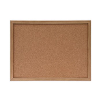Universal 24 in. x 18 in. Cork Board with Oak Style Frame - Tan Surface
