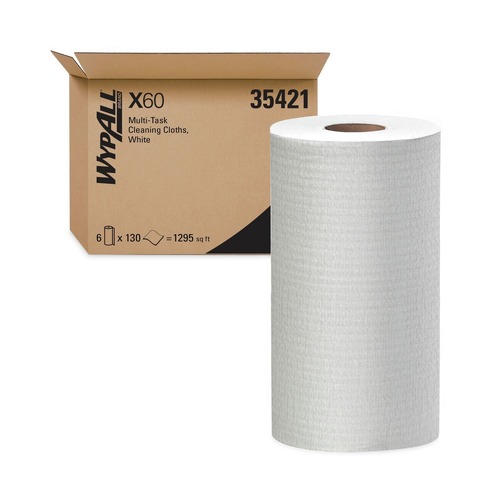  | WypAll 35421 X60 13.5 in. x 19.6 in. Cloths - Small, White (130/Roll, 6 Rolls/Carton) image number 0