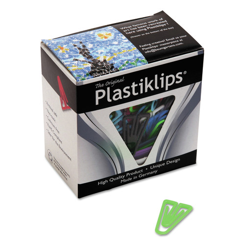 Paper Clips, Binder Clips, & Fasteners | Baumgartens BAULP0600 Plastiklips Smooth Paper Clips - Assorted Colors/Large (200/Box) image number 0