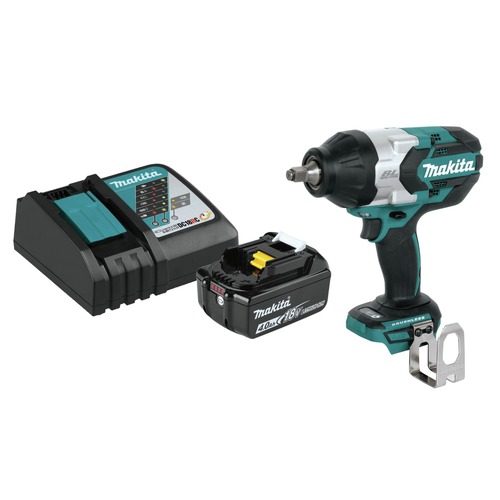 Impact Wrenches | Makita XWT08ZBL1840BDC1 18V LXT Brushless High-Torque 1/2 in. Square Drive Cordless Impact Wrench with Lithium-Ion Battery and Charger Starter Pack Bundle (4 Ah) image number 0