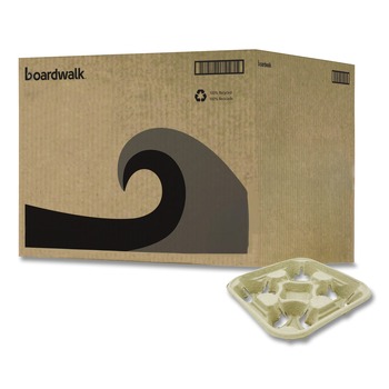 Boardwalk BWK4CUPCARRIER Four Cup Carrier Tray for 8 - 32 oz. Cups - Kraft (300/Carton)