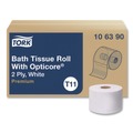 Toilet Paper | Tork 106390 2-Ply Septic Safe Premium Bath Tissue Roll with OptiCore - White (36/Carton) image number 2