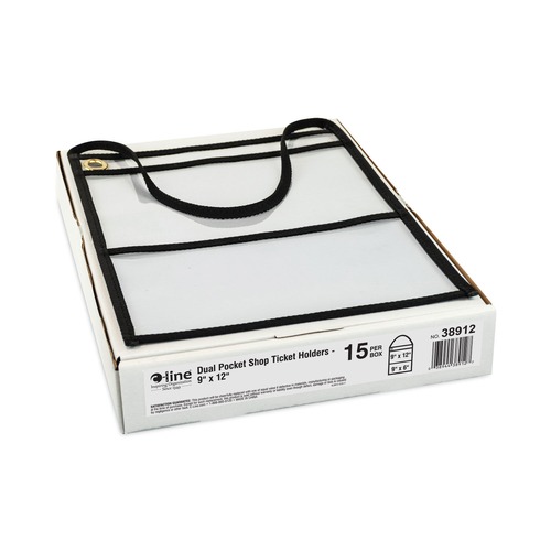 Office Jansan | C-Line 38912 150 Sheet Capacity 2-Pocket 9 in. x 12 in. Shop Ticket Holder with Strap - Black (15/Box) image number 0