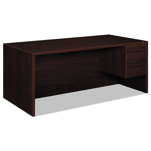  | HON H10585R.NN 72 in. x 36 in. x 29.5 in. 10500 Series L Workstation Right Pedestal Desk with 3/4-Height Pedestal - Mahogany image number 0