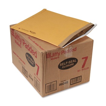 Sealed Air Jiffy #7 Paper Padding Self-Adhesive Closure 14.25 in. x 20 in. Padded Mailer - Natural Kraft (50/Carton)