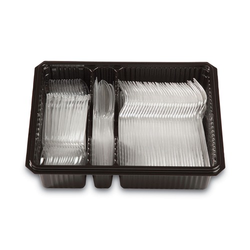 Cutlery | Dixie CH0369DX7 Grab'N Go Plastic Forks/Knives/Spoons Combo Pack - Clear (180-Piece/Pack) image number 0