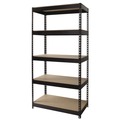 Office Filing Cabinets & Shelves | Alera 26110 36 in. x 18 in. x 72 in. 5-Shelf Steel Shelving Unit with Particleboard Shelves - Black image number 1