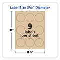 Office Jansan | Avery 22808 2.5 in. Diameter Print-to-the-Edge Labels - Round Brown Kraft (225/Pack) image number 1