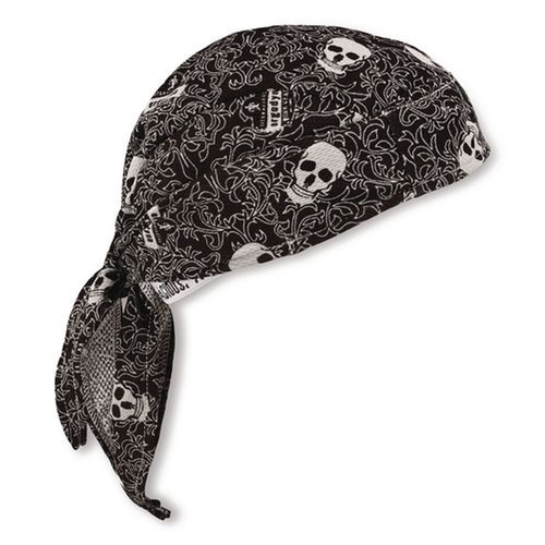 Cooling Gear | Ergodyne 12519 Chill-Its 6615 One Size Fits Most High-Performance Bandana Doo Rag with Terry Cloth Sweatband - Skulls image number 0