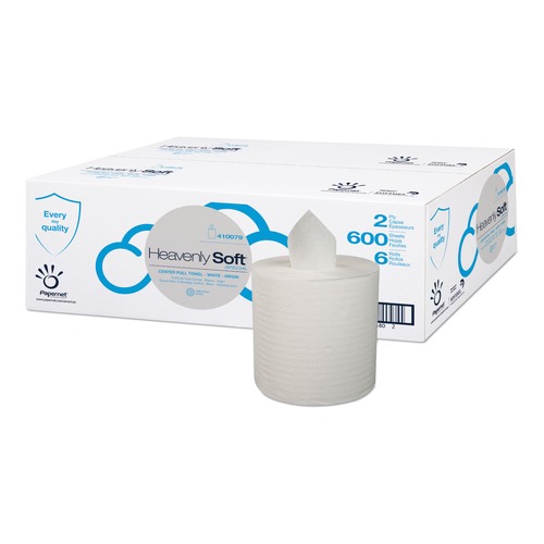 Bulk Savings Pricing 2 | Papernet 410079 2-Ply 7.6 x 9 Heavenly Soft Special Center Pull Towel - White (6/Carton) image number 0
