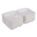 Office & Office Supplies | Eco-Products EP-HC83NFA Vanguard 8 in. x 8 in. x 3 in. 3-Compartments Renewable and Compostable Sugarcane Clamshells - White (200/Carton) image number 0