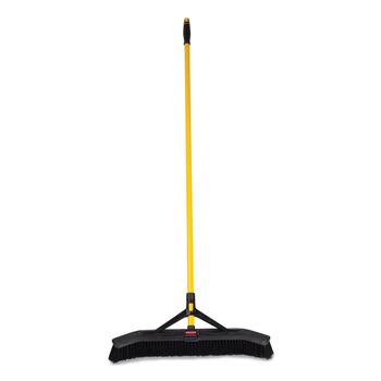 Rubbermaid Commercial Maximizer 24 in. Polypropylene Bristles Push-to-Center Broom - Yellow/Black