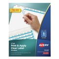Office Jansan | Avery 11446 Index Maker 11 in. x 8.5 in. 5-Tab Print and Apply Clear Label Dividers - White (25/Box) image number 0