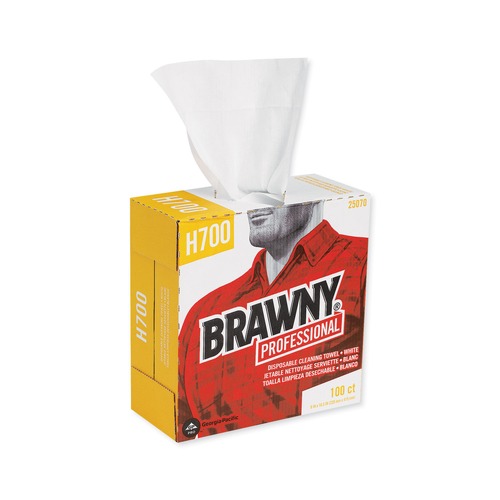 Paper Towels and Napkins | Georgia-Pacific 25070 9-1/10 in. x 16-1/2 in. Medium Weight HEF Shop Towels - White (100-Piece/Box) image number 0