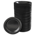 Early Labor Day Sale | Dart 9PBQR 9 in. Diameter Quiet Classic Laminated Foam Dinnerware Plate - Black (125/Pack, 4 Packs/Carton) image number 1