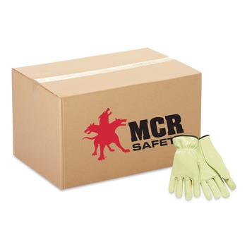 MCR Safety Full Leather Cow Grain Driver Gloves - Large, Tan (12 Pairs)
