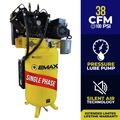 Stationary Air Compressors | EMAX ES10V080V1 E350 Series 10 HP 80 gal. Industrial 2 Stage V4 Pressure Lubricated Single Phase 38 CFM @100 PSI Patented SILENT Air Compressor image number 1