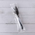 Food Service | Boardwalk BWKFORKBLPPIW Mediumweight Wrapped Polypropylene Plastic Fork Cutlery - Black (1000/Carton) image number 4