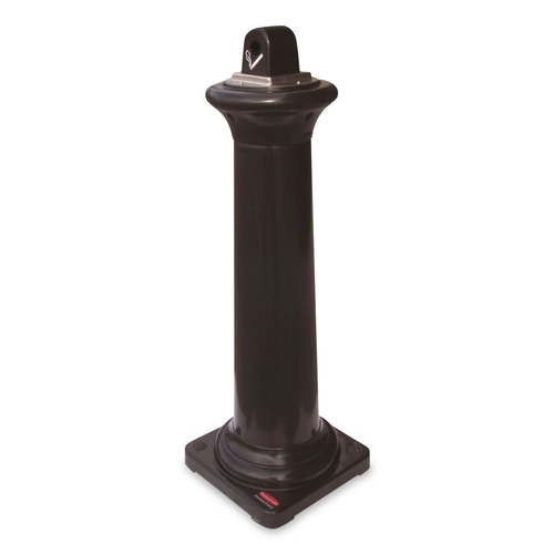 Trash & Waste Bins | Rubbermaid Commercial FG9W3000BLA GroundsKeeper Tuscan 13 in. x 13 in. x 38.38 in. Receptacle - Black image number 0