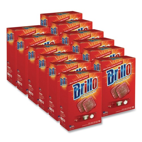 Cleaning Tools | Brillo 23310 2.5 in. x 3 in. Steel Wool Soap Pads - Gray/Pink (12/Carton) image number 0