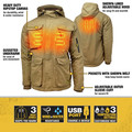 Heated Jackets | Dewalt DCHJ091D1-XL 20V Lithium-Ion Cordless Men's Heavy Duty Ripstop Heated Jacket (2 Ah) - X-Large, Dune image number 1