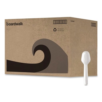 Boardwalk BWKTASTERSPOON Mediumweight Polypropylene Tasting Spoon Cutlery - White (3000/Carton)