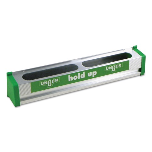 Unger HU450 Hold Up Aluminum Tool Rack, 18w X 3.5d X 3.5h, Aluminum/green image number 0