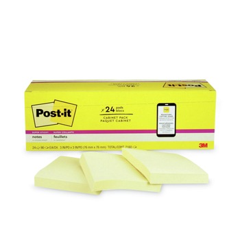 Post-it Notes Super Sticky 3 in. x 3 in. Pads in Canary Yellow (24 Pads/Pack)