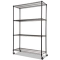  | Alera ALESW604818BL NSF Certified 48 in. x 18 in. x 72 in. 4-Shelf Wire Shelving Kit with Casters - Black image number 0