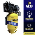 Stationary Air Compressors | EMAX ESP10V120V3 10 HP 120 gal. 2-Stage 3 Phase Solid Cast Iron Industrial V4 Pressure Lubricated Pump Plus SILENT AIR Compressor image number 1