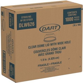 Dart DLW626 Open-Top Dome Lid for 16 oz. to 24 oz. Plastic Cups - Clear (1000/Carton)