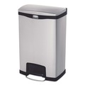 Trash & Waste Bins | Rubbermaid Commercial 1901992 Slim Jim 13-Gallon Front Step Style Stainless Steel Step-On Container - Black image number 0