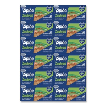 Ziploc 6.5 in. x 5.88 in. Resealable Sandwich Bags - Clear (1080/Carton)
