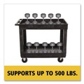 Utility Carts | Rubbermaid Commercial FG9T6700BLA 2 Shelves Plastic 500 lbs. Capacity 24 in. x 40 in. x 31.25 in. Service/Utility Carts - Black image number 8