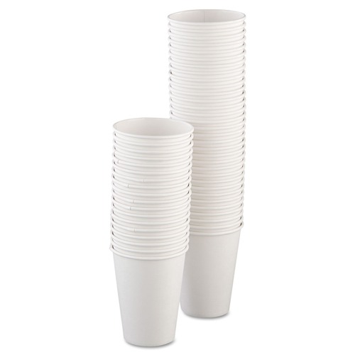 Dart 412WN-2050 12oz Single-Sided Poly Paper Hot Cups - White (50/Bag, 20 Bags/Carton) image number 0