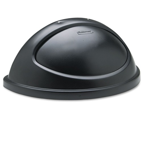 Rubbermaid Commercial FG362000BLA Untouchable Plastic 21.38 in. x 12.38 in. x 9.13 in. Half-Round Lid - Black image number 0