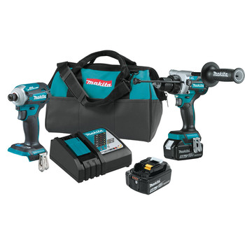 Makita 18V LXT Brushless Lithium Ion 1 2 in. Cordless Hammer Drill Driver 4 Speed Impact Driver Combo Kit 5 Ah