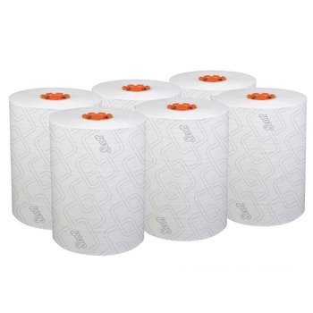 Scott 1-Ply 8 in. x 580 ft. Slimroll Towels - White/Orange Core (6/Carton)