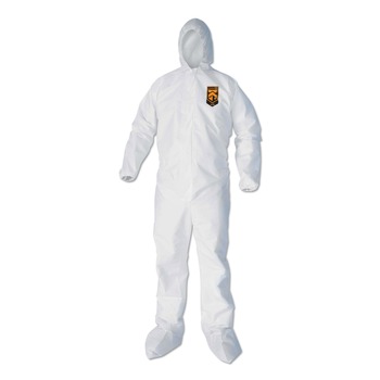 Ansell A40 Elastic-Cuff Ankle Hood And Boot Coveralls - 2X-Large,White (25/Carton)