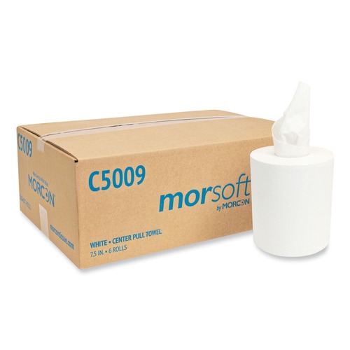Cleaning & Janitorial Supplies | Morcon Paper C5009 Morsoft 6.9 in. Diameter 2-Ply Center-Pull Roll Towels - White (6/Carton) image number 0