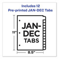 Office Jansan | Avery 11351 11 in. x 8.5 in. 12-Tab Jan. to Dec. Preprinted Black Leather Tab Dividers w/Gold Reinforced Edge - Buff (1-Set) image number 1