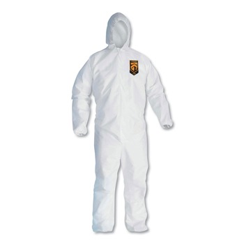 Ansell A30 Elastic-Back and Cuff Hooded Coveralls - Medium, White (25/Carton)