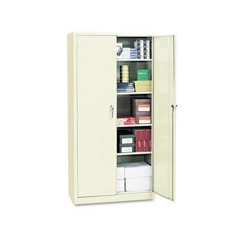 Alera CM7218PY 36 in. x 18 in. x 72 in. Heavy-Duty Welded Storage Cabinet with 4 Adjustable Shelves - Putty